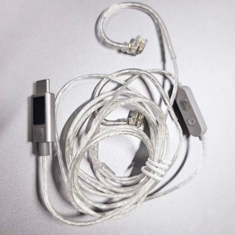  KZ M2 Dual Silver-Plated Upgrade Cable , High-definition With Dual Mic USB Type-C Earphone Upgrade Cable