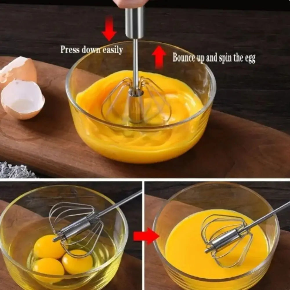 Stainless Steel Rotary Whisk Semi-Automatic Mixer Manual Whisk Household Cream Eggs Baking Gadgets Beauty World Shop