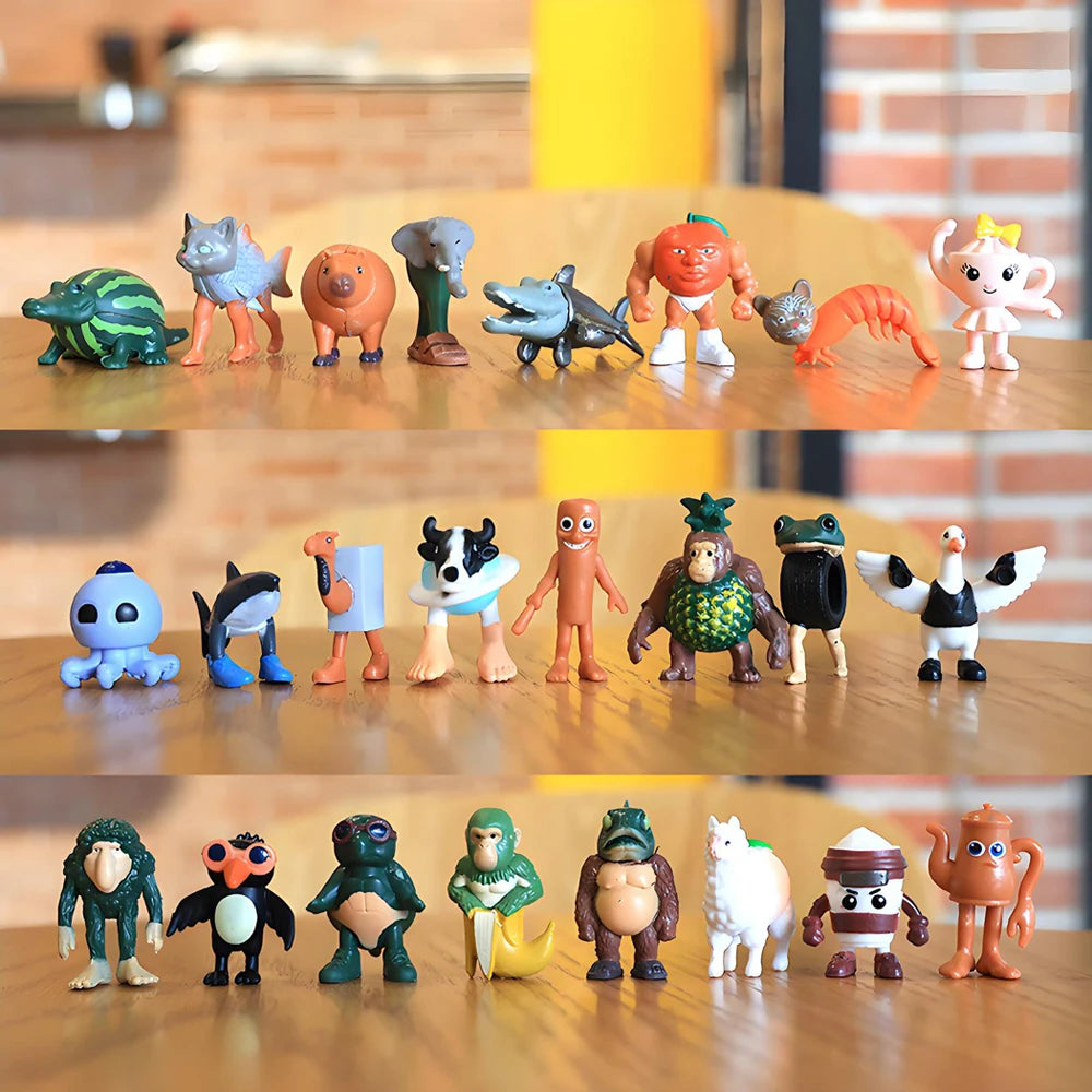 24pcs/set Italian Brainrot Tung Tung Sahur Shark Tralalero Tralala Action Figures Bombardiro Crocodilo Shimpanzini Bananini Toy Beauty World Shop