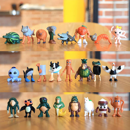 24pcs/set Italian Brainrot Tung Tung Sahur Shark Tralalero Tralala Action Figures Bombardiro Crocodilo Shimpanzini Bananini Toy Beauty World Shop