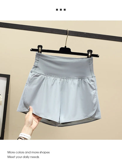 DRUR Women Yoga Shorts High Waist Double Layer Running Gym Shorts With Pocket Summer Sportswear Fitness Clothes Jogger Short New