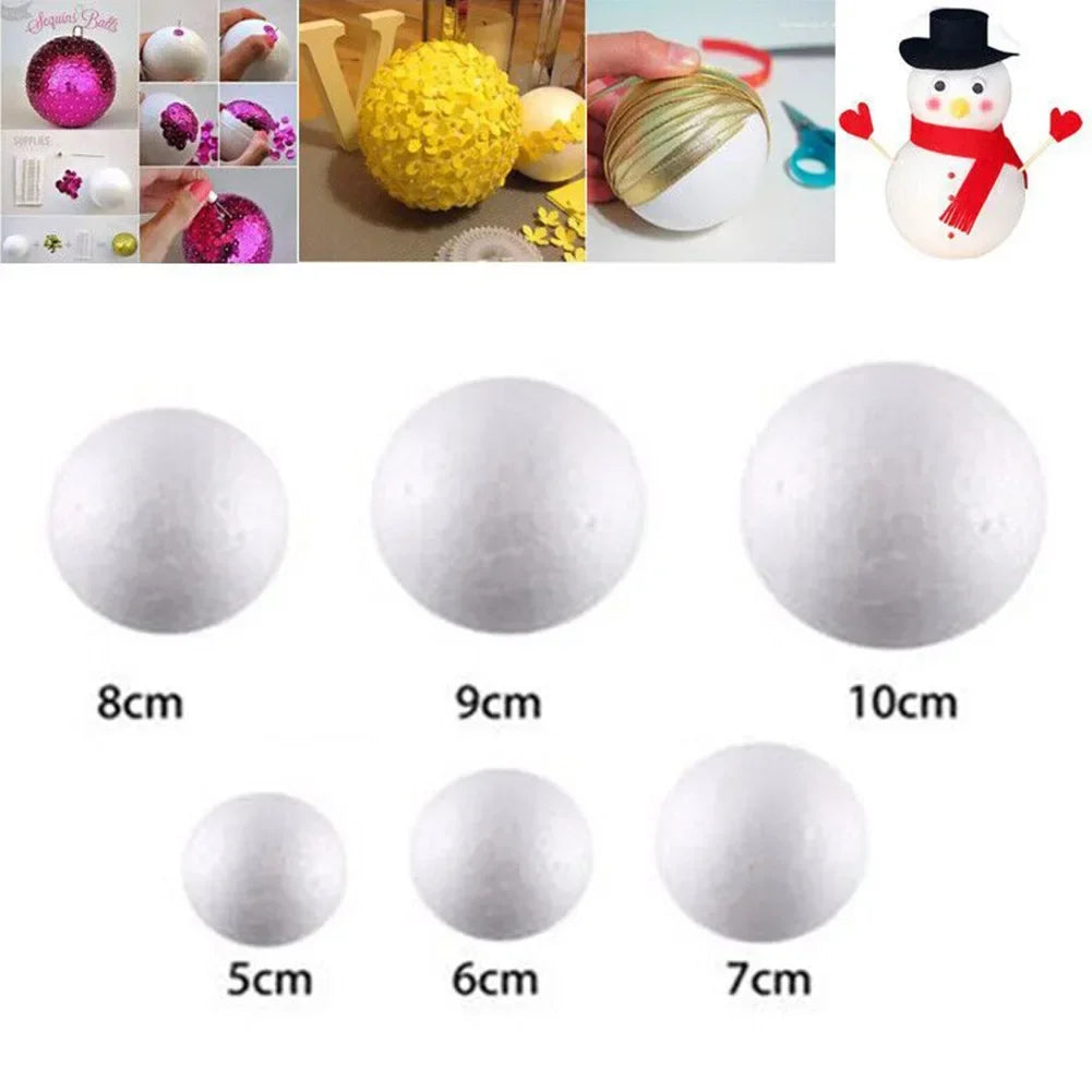 10pcs Solid Foam Ball Polystyrene Balls 50mm-100mm  Round DIY Accessory Handmade For Party Celebration Christmas Decoration Beauty World Shop