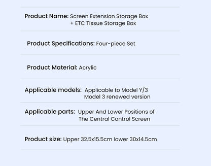 YZ For New Tesla Highland Model 3 Y Juniper Tray Magnetic Under Screen Fold Storage Box ETC Screen Storage Box Accessories Beauty World Shop