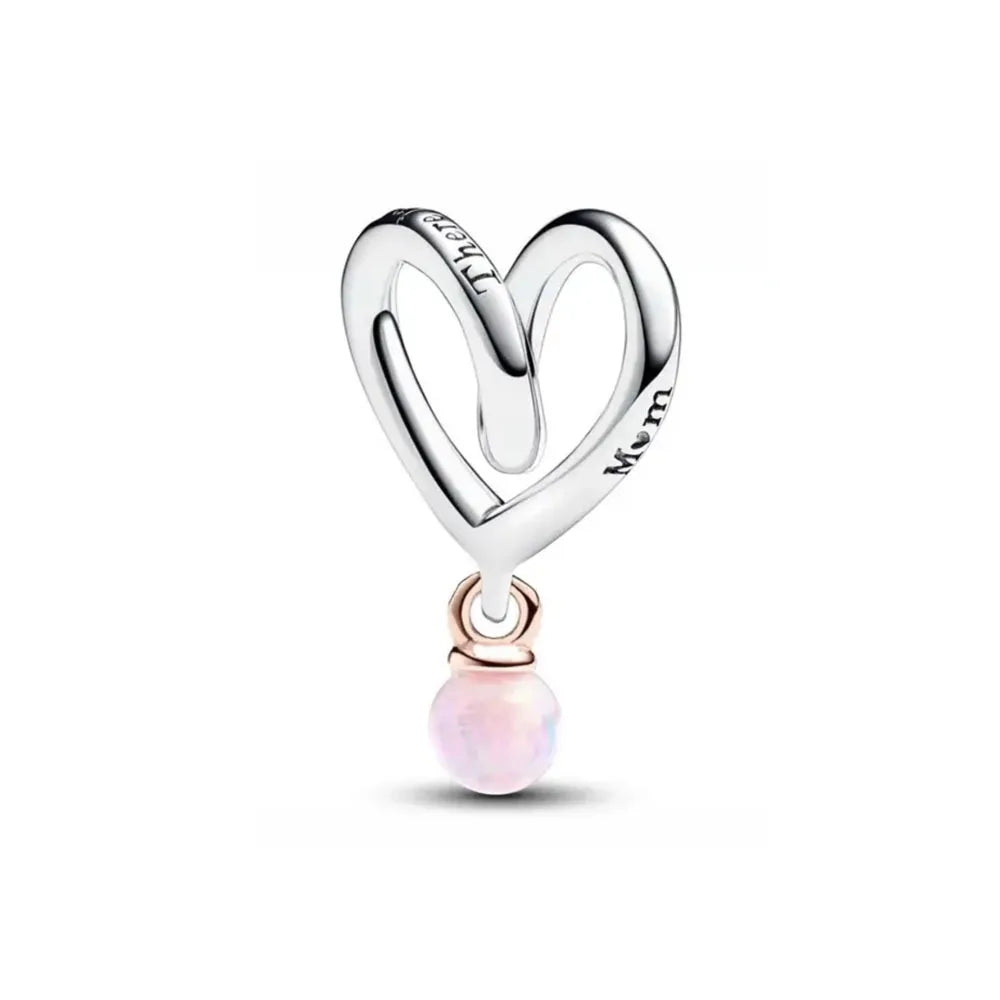 2025 Hot selling 925 Silver Pink Bird Moon Pendant Suitable for European Bracelets DIY Accessories Women's Charm Jewelry Gifts Beauty World Shop