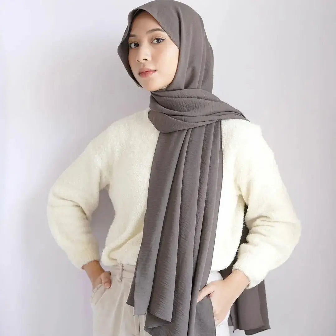 Premium Velvet Satin Chiffon Hijab Scarf Women Luxury Soft Plain Shawl For Women Muslim Hijabs Turban Femme Chic  Ramadan Beauty World Shop