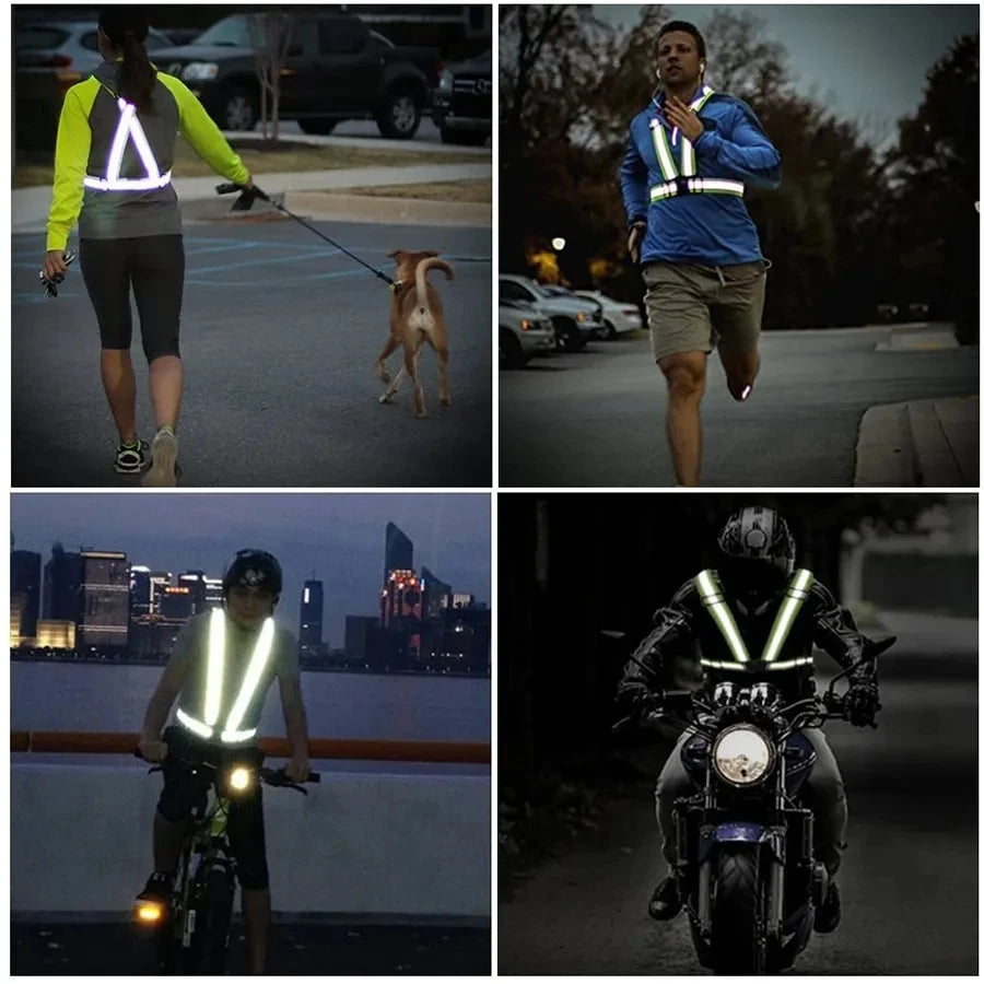 Outdoor Night Walking  Safety Vests Highlight Adjustable Lightweight Reflective Vest Biking Safety Straps Waterproof Running Gea Beauty World Shop
