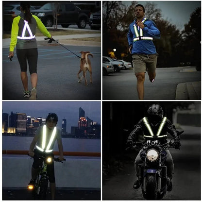 Outdoor Night Walking  Safety Vests Highlight Adjustable Lightweight Reflective Vest Biking Safety Straps Waterproof Running Gea Beauty World Shop