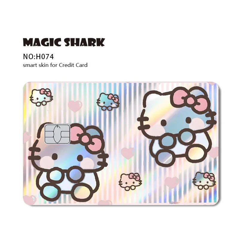 Hot Sale Hello Kitty Kuromi Holographic Laser Shinny Film Skin Cover Sticker for Debit Credit Card Bank Card Beauty World Shop