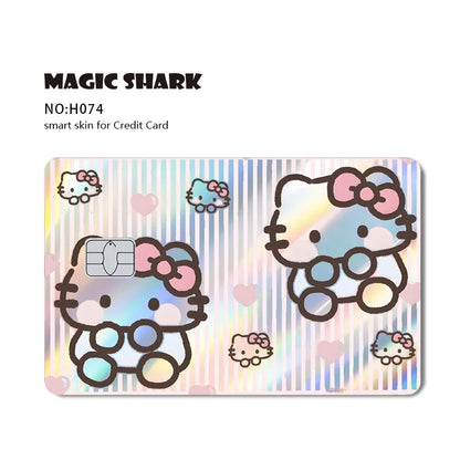 Hot Sale Hello Kitty Kuromi Holographic Laser Shinny Film Skin Cover Sticker for Debit Credit Card Bank Card Beauty World Shop
