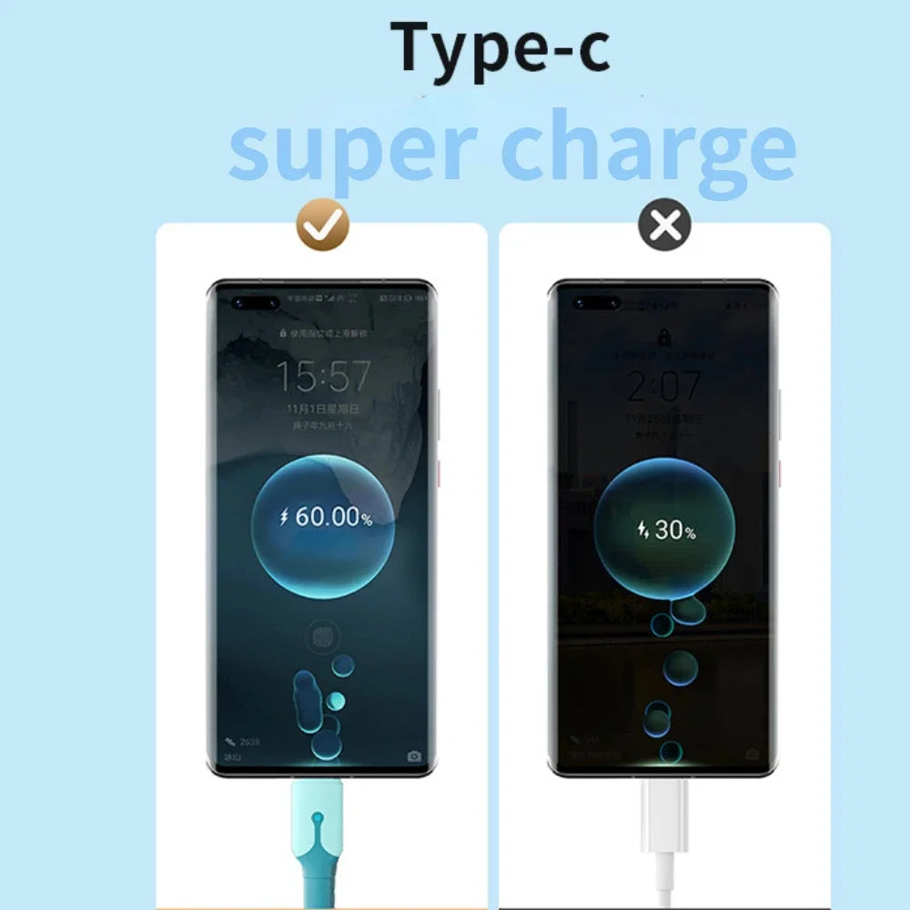 3 In 1 Mobile Phone 5A Super Fast Charging Type-C Usb Charging Cable for IPhone, Xiaomi, Android, Huawei Vivo Charging Cable Beauty World Shop