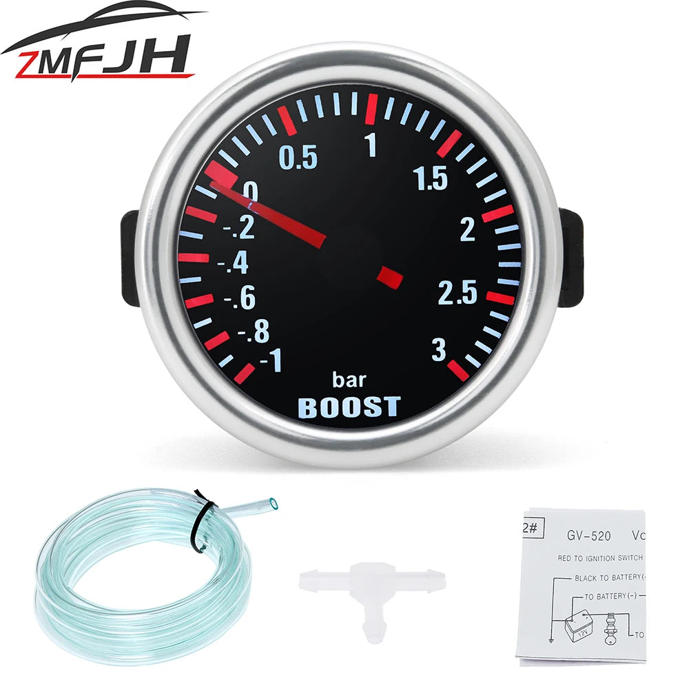 3 Bar Boost Gauge Car Turbo Boost Meter 2"52mm Turbin Mechanical Boost Indicator Meter For Gasoline Engine Car Accessories Beauty World Shop