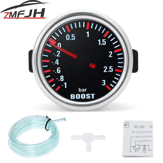 3 Bar Boost Gauge Car Turbo Boost Meter 2"52mm Turbin Mechanical Boost Indicator Meter For Gasoline Engine Car Accessories Beauty World Shop