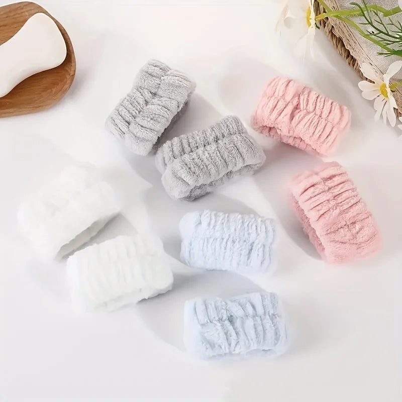 Coral Velvet Facial High-elastic Makeup Hairband Face Wash Wristband Set-face Wash, Facial Mask, Skin Care Beauty World Shop