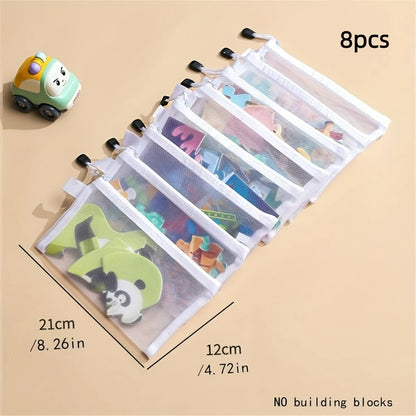 8pcs Zipper Mesh Bags, 3 Sizes, Zipper Mesh Bags, Waterproof Clear Travel Bags, Office Supplies Document Bags With Zipper Beauty World Shop