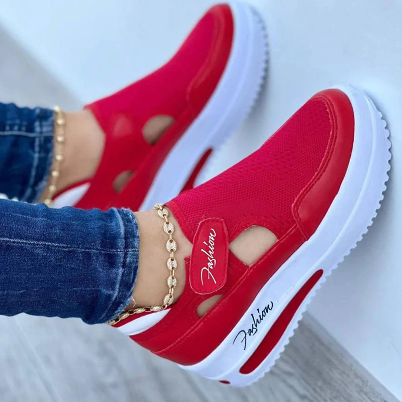 Red Sneakers Women Shoes Woman Tennis Shoes Canvas Shoe Female Casual Shoes Ladies Sport Shoes Platform Sneaker Hollow Out Shoes Beauty World Shop