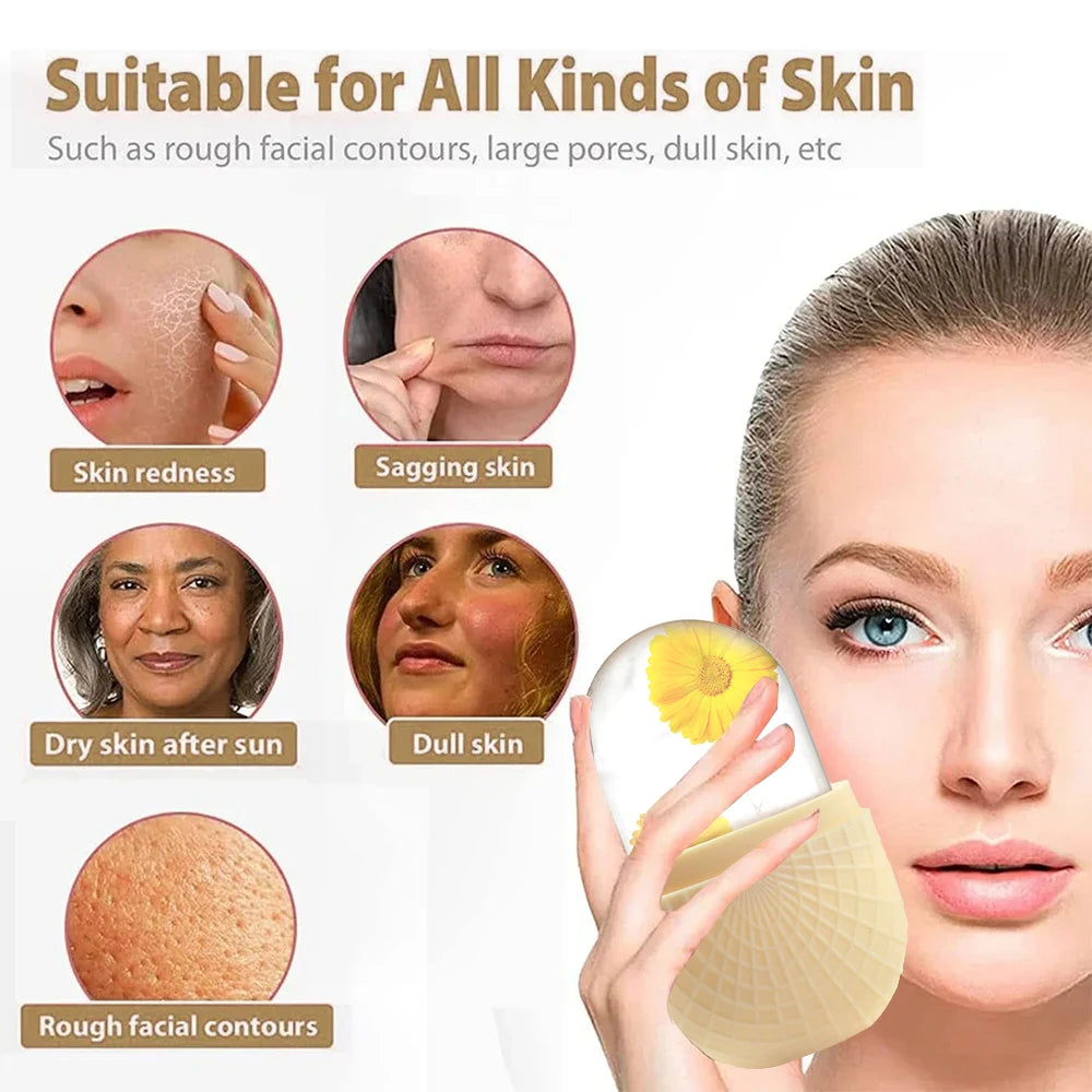Ice Roller for Face and Eyes Silicone Ice Mold, Cooling and Firming Facial Skin Ice Roller Leak-proof Reusable Facial Care Tool Beauty World Shop