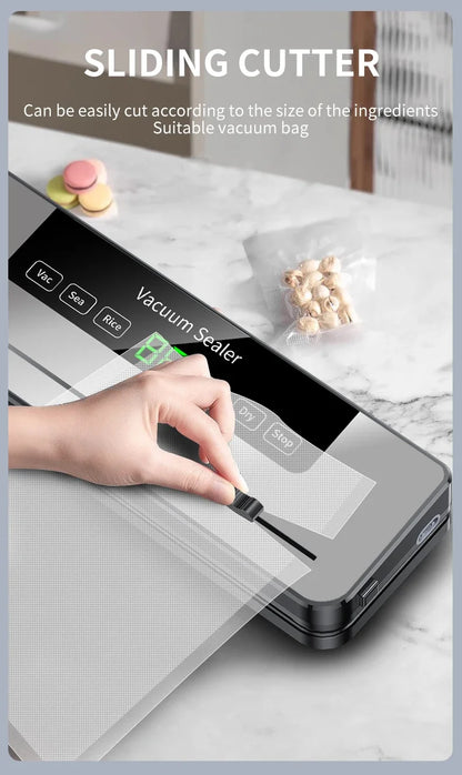 Electric Vacuum Sealer Food Storage Seal Touch Button Dry/Wet Built-in Cutter Kitchen Food Sealing Vacuum Packaging Machine Beauty World Shop