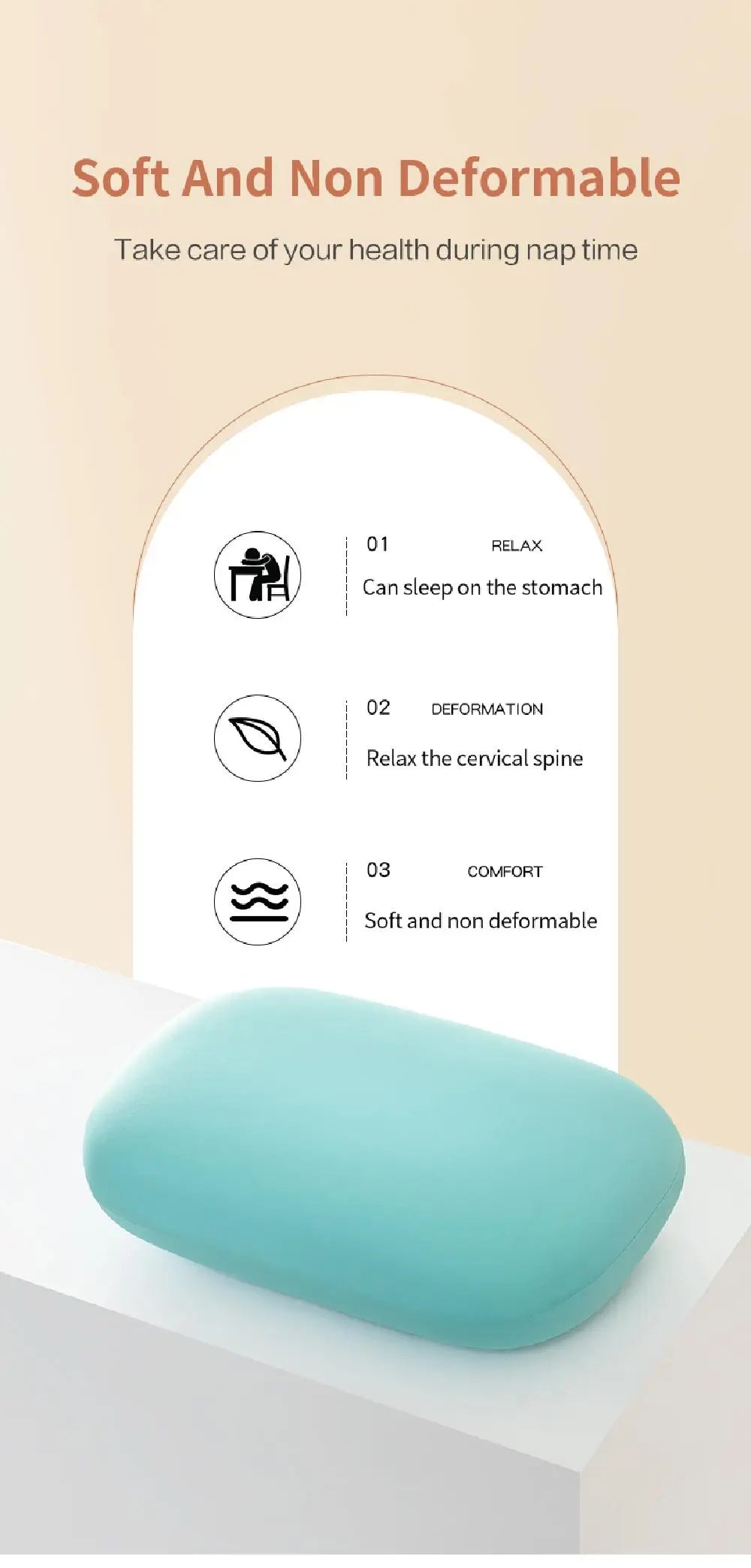 Portable Sponge Nap Pillow Macaron Color Soft Neck Pillow Multifunction Cervical Support Travel Sleeping Pillow Office Beauty World Shop