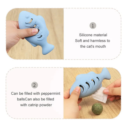 Silicone Treat Dispensing Fish Teeth Cleaning Self-Playing Boredom Relief Cats Wand Kitten Chew Resistant Molar Interactive Toy Beauty World Shop