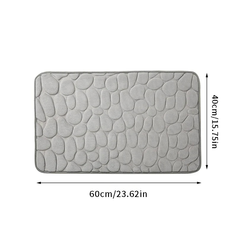 Pebble Embossed Memory Foam Bath Blanket Absorbent Non-Slip Indoor Floor Mat for Bathroom Door Beauty World Shop