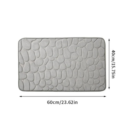 Pebble Embossed Memory Foam Bath Blanket Absorbent Non-Slip Indoor Floor Mat for Bathroom Door Beauty World Shop