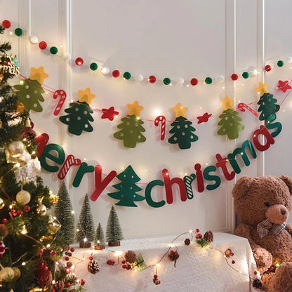 LED String Light DIY Handmade Decorated Merry Christmas Holiday Hanging Home Room Background Pull Flag Banner Christmas Pendant Beauty World Shop