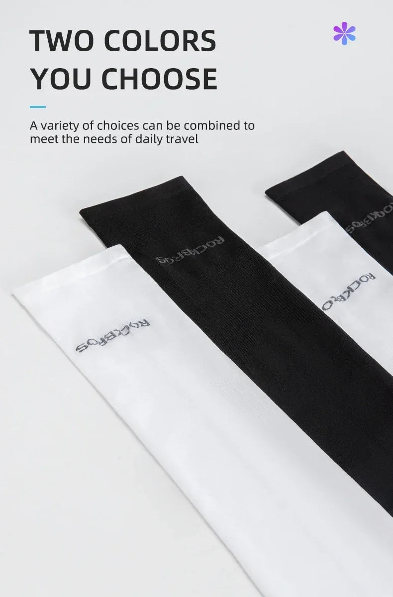 ROCKBROS Ice Silk Arm Sleeves Sun Protection UV Mangas Running Cycling Arm Warmers Sports Basketball Volleyball Cool Arm Sleeves Beauty World Shop