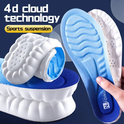 4D Cloud Technology Sports Insoles for Shoes PU Sole Soft Breathable Shock Absorption Cushion Running Orthopedic Care Insoles Beauty World Shop