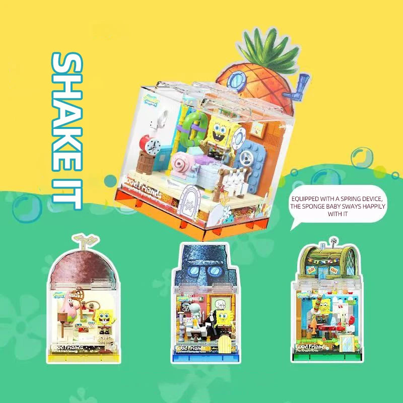 Spongebob Building Blocks Patrick Star Krusty Krab Squidward Tentacles Room Model Bricks Set Desktop Ornaments Kids Toys Gifts Beauty World Shop