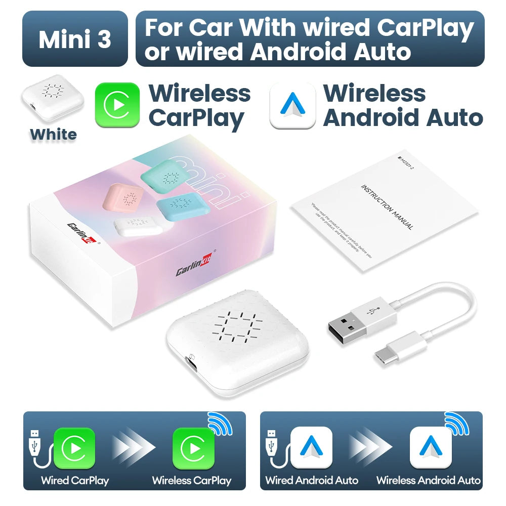 CarlinKit 5.0 Mini Ultra Wireless Adapter Wireless CarPlay Android Auto For OEM Car Plug and Play WiFi Bluetooth Auto Connection Beauty World Shop