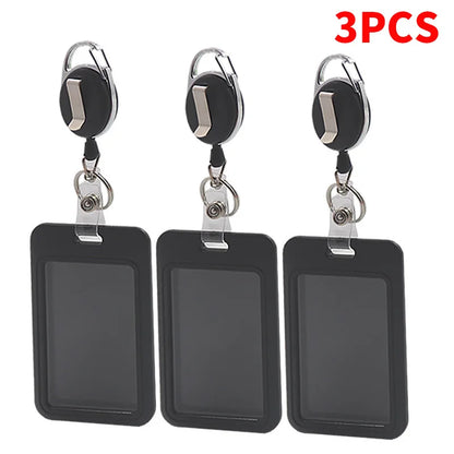 3 pieces/1 piece - High end retractable black work card holder, student meal card holder Beauty World Shop