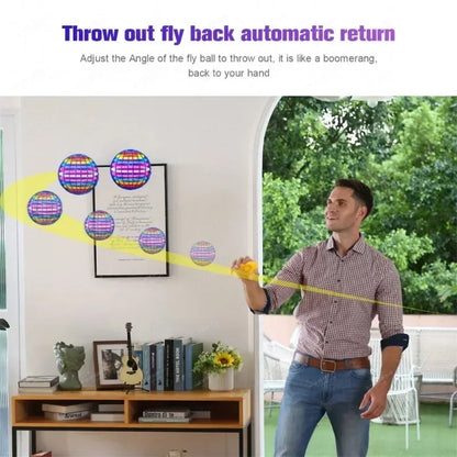 LED Colorful Flying Ball Automatic Boomerang Hover Orb, Gyroscopic Anti-Gravity Black Tech Magic Flying Toys for Children Gifts Beauty World Shop