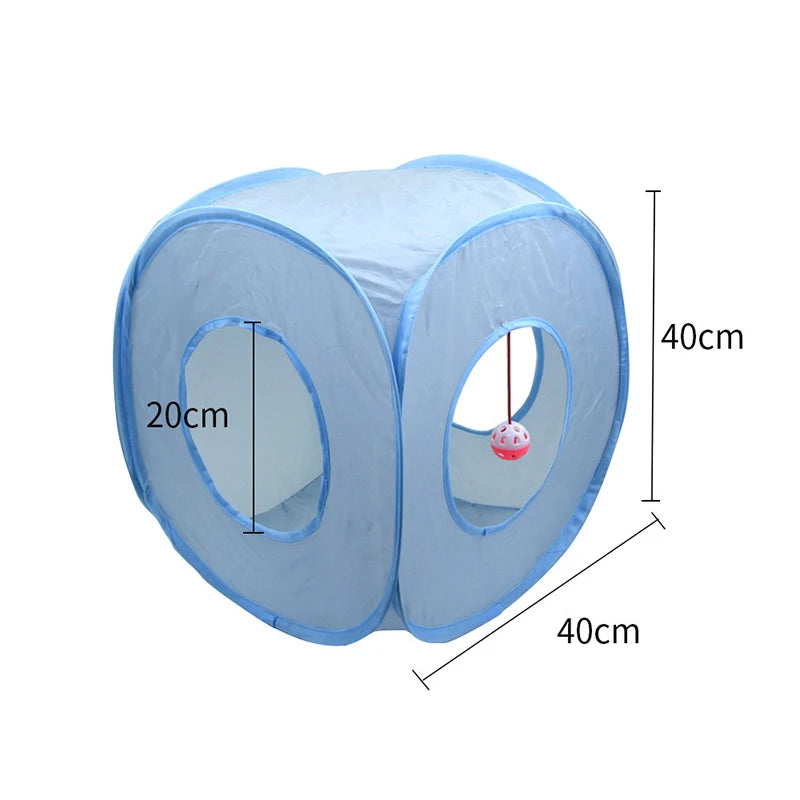 Cat Toys Gray 3-Way Foldable Pet Cat Tunnel Tube Toy Kitten Tunnel Toy with Peep Hole Pet Training Interactive Toy Tunnel Tube Beauty World Shop