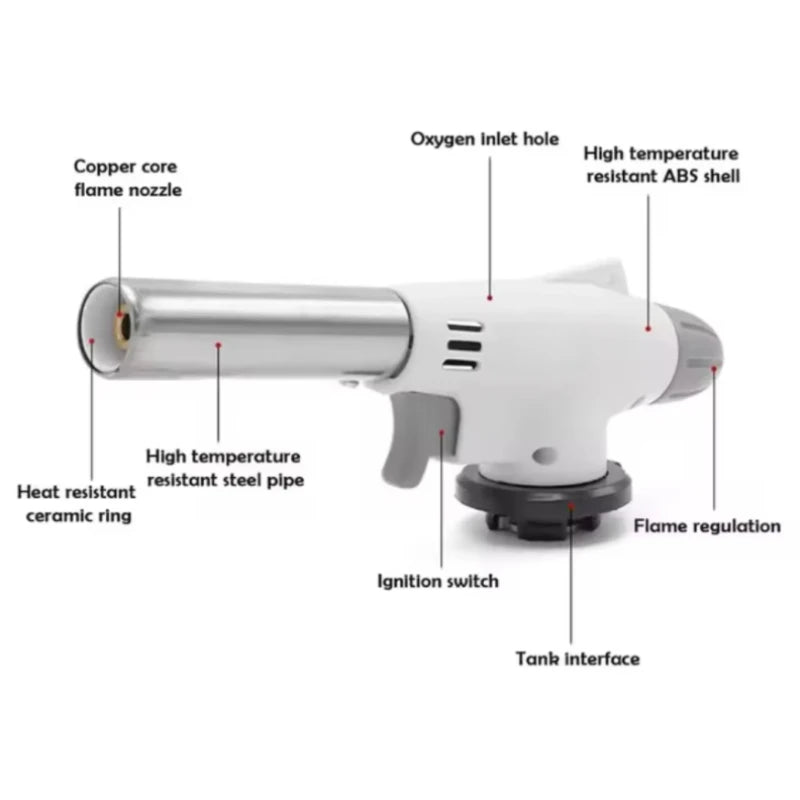 Portable Flame Gun, Cooking Spontaneous Combustion Butane Gas Torch, Lighter, Welding Burner, Gas Torch Barbecue Camping Cooking Beauty World Shop