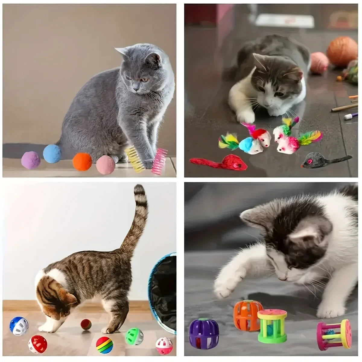 56pcs/28pcs/14pcs Cat Toys Mixed Pack. A Combination of Various Plastic Toys and Plush Toys Suitable for Multiple Cats To Play Beauty World Shop