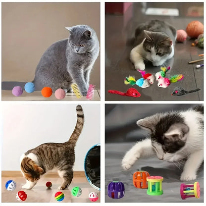 56pcs/28pcs/14pcs Cat Toys Mixed Pack. A Combination of Various Plastic Toys and Plush Toys Suitable for Multiple Cats To Play Beauty World Shop