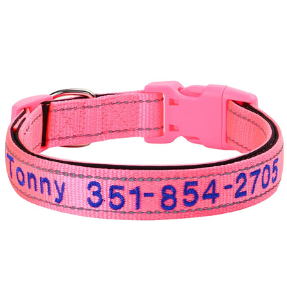 Embroidered Nylon Dog Collar Personalized Puppy Cat Collars Reflective Pet ID Collars DIY Phone Name ID For Small Large Dog Cat Beauty World Shop