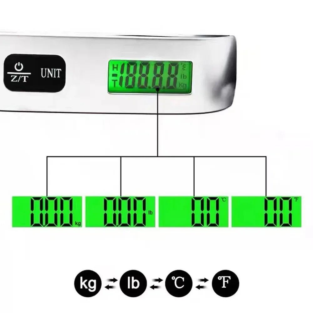 50kg Portable Hanging Scale Electronic Hand Luggage Scale Digital Display Suitcase 110lb Travel Baggage Bag Weighing Tools Beauty World Shop