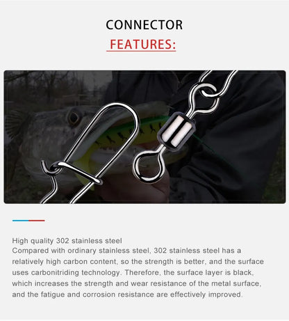 MEREDITH Pike Fishing Accessories Connector 50PCS Pin Bearing Rolling Swivel Stainless Steel Snap Fishhook Lure Swivels Tackle Beauty World Shop