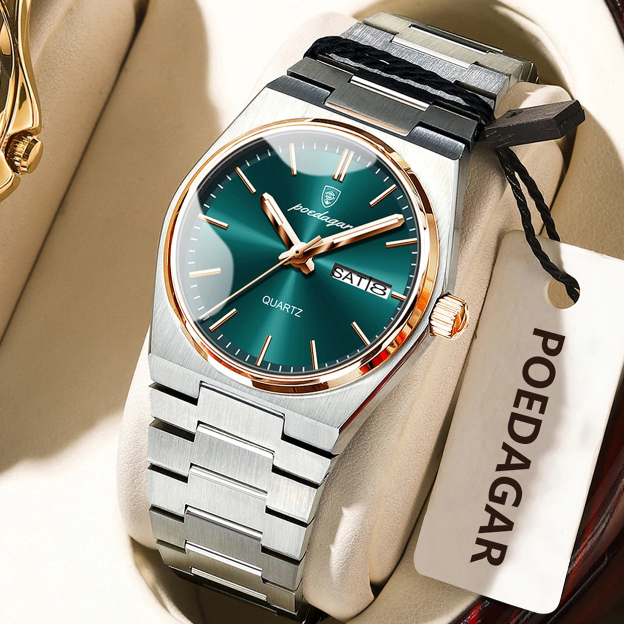 POEDAGAR Elegant Woman's Watch Date Week Waterproof Luminous Ladies Clock Quartz Stainless Steel Fashion Watches For Women Reloj Beauty World Shop