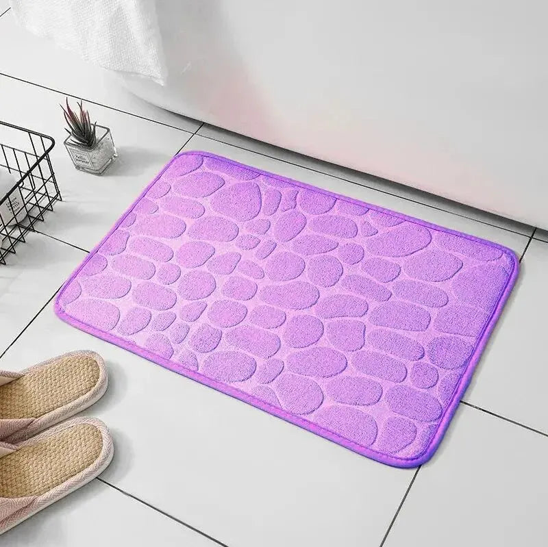 1pc embossed fiber carpet, bathroom living room anti slip mat, pebble floor mat, household items Beauty World Shop