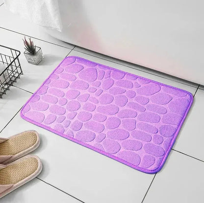 1pc embossed fiber carpet, bathroom living room anti slip mat, pebble floor mat, household items Beauty World Shop