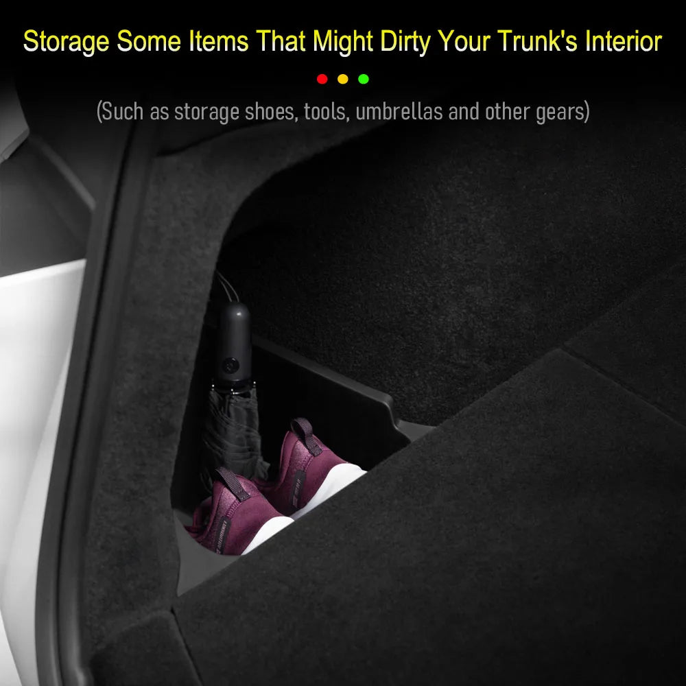 USVOTOV Trunk Organizer for Tesla Model Y Juniper Launch Refresh 2025 Rear Trunk Storage Bins Side Box Organiser TPE Accessories Beauty World Shop