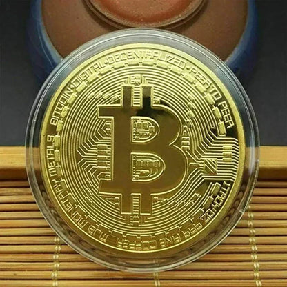 4pcs Gold Plated Bitcoin Coin Collectible Art Collection Gift Physical Commemorative Metal Antique Imitation Happy Birthday Beauty World Shop