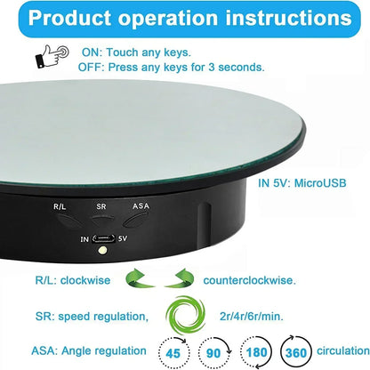 7.87 Inch 360 Degree Electric Rotating Stand with Remote Control for Jewelry Display,Photography and Video,3-position Adjustment Beauty World Shop