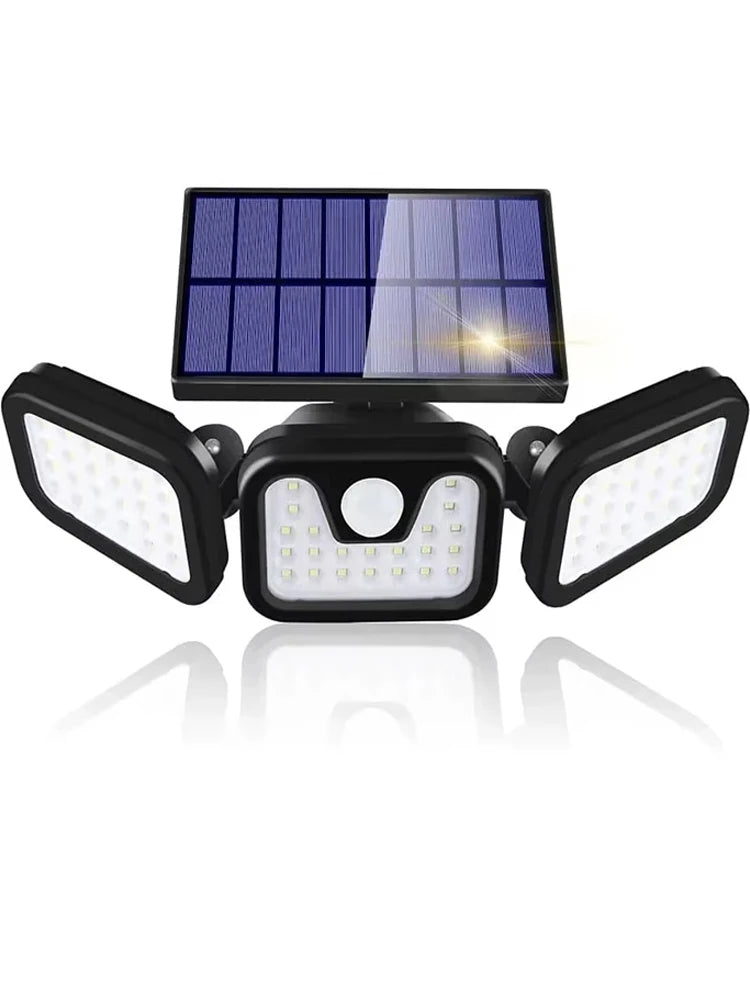 Led Solar Light Outdoor Motion Sensor Human Body Sensing Adjustable Head Ip65 Waterproof Solar Three Head Wall Lamp Garden Beauty World Shop