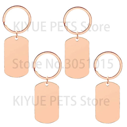 10 Pcs Blank ID Tag Stainless Steel Military  Name Plate Keychain For DIY Accessories Custom Logo Name Women Men Keychain Ring