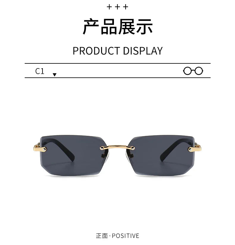 Rimless Sunglasses Rectangle Fashion Popular Women Men Shades Small Square Sun Glasses For Female Male Summer Traveling Oculos Beauty World Shop