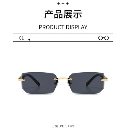 Rimless Sunglasses Rectangle Fashion Popular Women Men Shades Small Square Sun Glasses For Female Male Summer Traveling Oculos Beauty World Shop