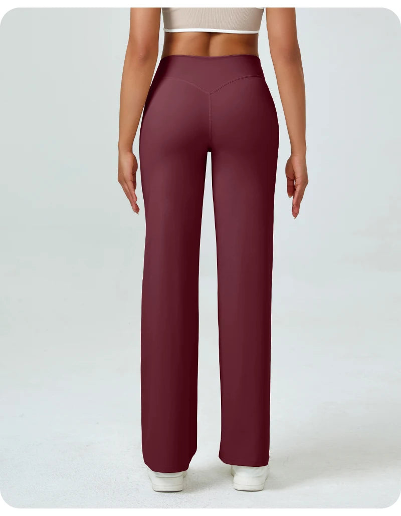 High Waisted Straight Leg Yoga Pants for Women, Naked Feeling Butt Lifting Loose Fit Workout Trousers, Slimming Gym Pants Beauty World Shop